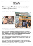 Police scrape off plaster to uncover colonial era sandstone post in Karachi